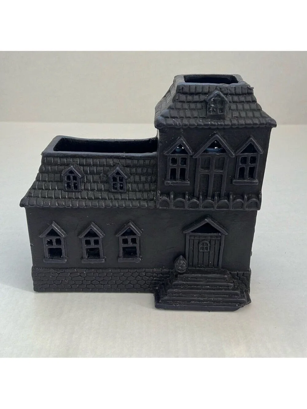 Pottery Barn Wax Haunted House Votive Candle Holder Halloween Vintage Black